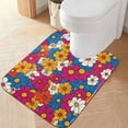 thumbnail image 1 of Yayeee Bath Rug for Bathroom Floor Non Slip Contour Fluffy Soft Absorbent Mat, 20"x24", Red Whimsical Floral, 1 of 7