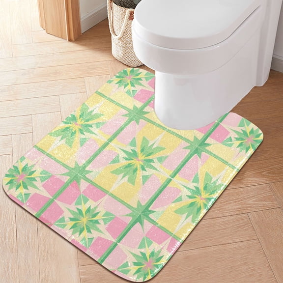 Yayeee Bath Rug for Bathroom Floor Non Slip Contour Fluffy Soft Absorbent Mat, 20"x24", Retro Beige Stars
