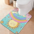 thumbnail image 1 of Yayeee Bath Rug for Bathroom Floor Non Slip Contour Fluffy Soft Absorbent Mat, 20"x24", Retro Blue Rainbow, 1 of 7