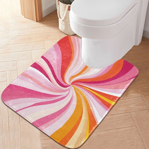 Yayeee Bath Rug for Bathroom Floor Non Slip Contour Fluffy Soft Absorbent Mat, 20"x24", Swirling Lines
