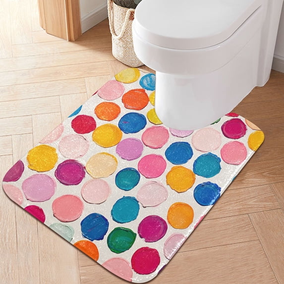 Yayeee Bath Rug for Bathroom Floor Non Slip Contour Fluffy Soft Absorbent Mat, 20"x24", Watercolor Circles