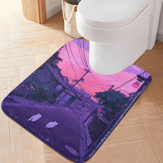 Yayeee Bath Rug for Bathroom Floor Non Slip Contour Fluffy Soft Absorbent Mat, 20"x24", White Cat Walking
