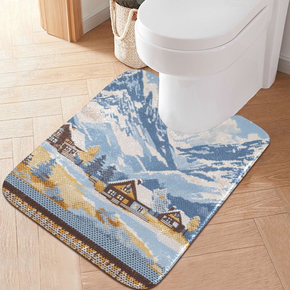 Yayeee Bath Rug for Bathroom Floor Non Slip Contour Fluffy Soft Absorbent Mat, 20"x24", Winter Mountain