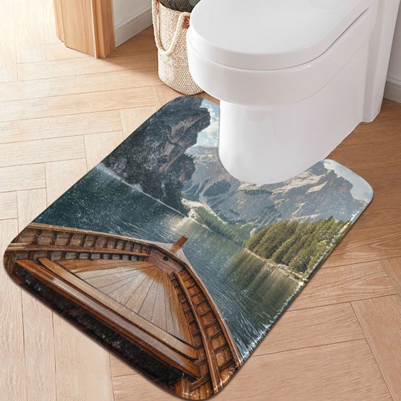 Yayeee Bath Rug for Bathroom Floor Non Slip Contour Fluffy Soft Absorbent Mat, 20"x24", Wooden Boat
