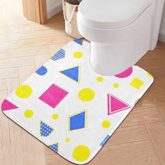 Yayeee Bath Rug for Bathroom Floor Non Slip Contour Fluffy Soft Absorbent Mat, 20"x24", Yellow Retro Round