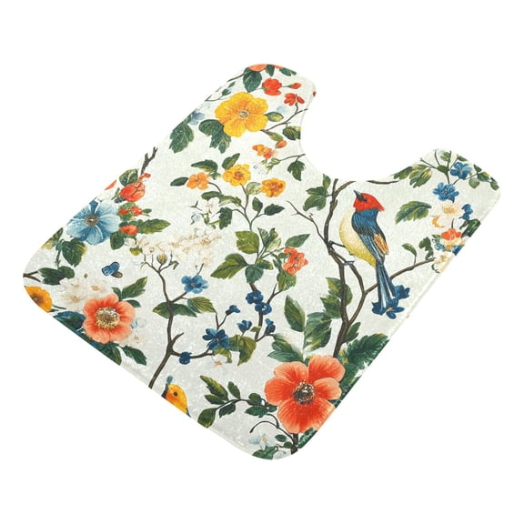 Yayeee Bath Rugs for Bathroom Floor Non Slip Non Skid Contour Soft Absorbent Green Floral Pattern Machine Washable Mat