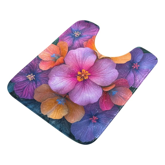 Yayeee Bath Rugs for Bathroom Floor Non Slip Non Skid Contour Soft Absorbent Large Purple Flowers Machine Washable Mat