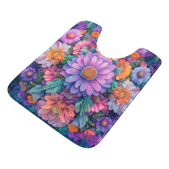 Yayeee Bath Rugs for Bathroom Floor Non Slip Non Skid Contour Soft Absorbent Light Purple Flowers Machine Washable Mat