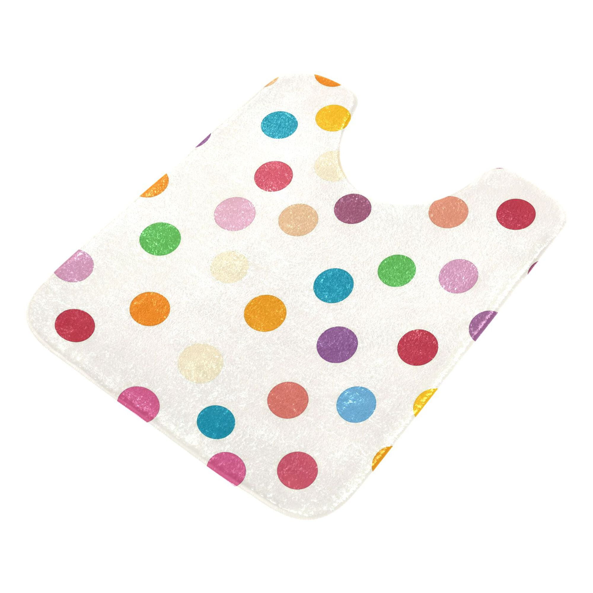 Yayeee Bath Rugs for Bathroom Floor Non Slip Non Skid Contour Soft Absorbent Polka Dot Machine Washable Mat