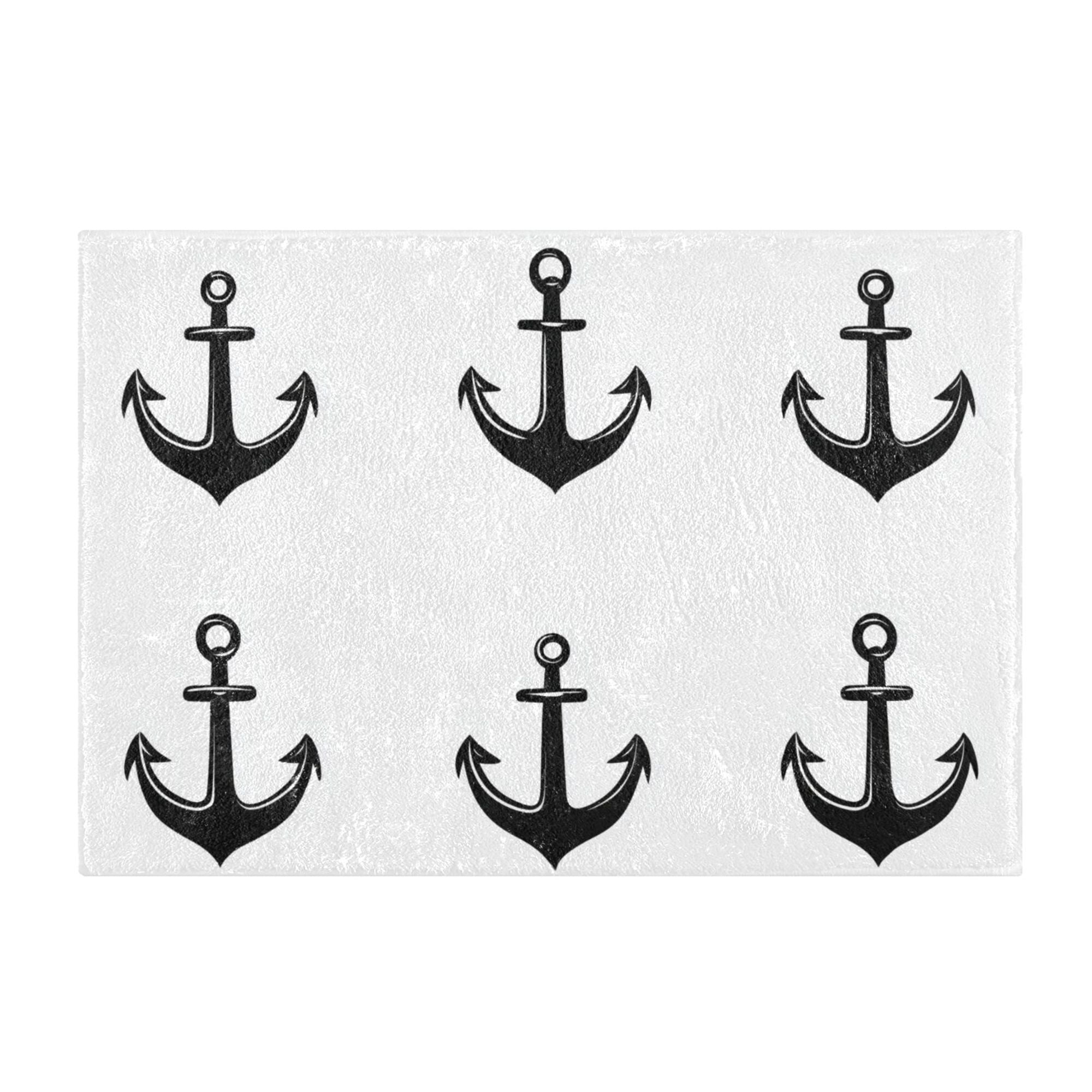 Yayeee Bath Rugs for Bathroom Floor Non Slip Non Skid Rectangle Soft Absorbent Anchor Pattern Machine Washable Mat