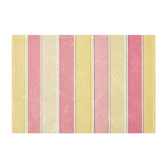 Yayeee Bath Rugs for Bathroom Floor Non Slip Non Skid Rectangle Soft Absorbent Pink and Yellow Striped Pattern Machine Washable Mat