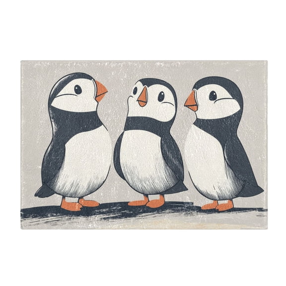 Yayeee Bath Rugs for Bathroom Floor Non Slip Non Skid Rectangle Soft Absorbent Puffin Pattern Machine Washable Mat