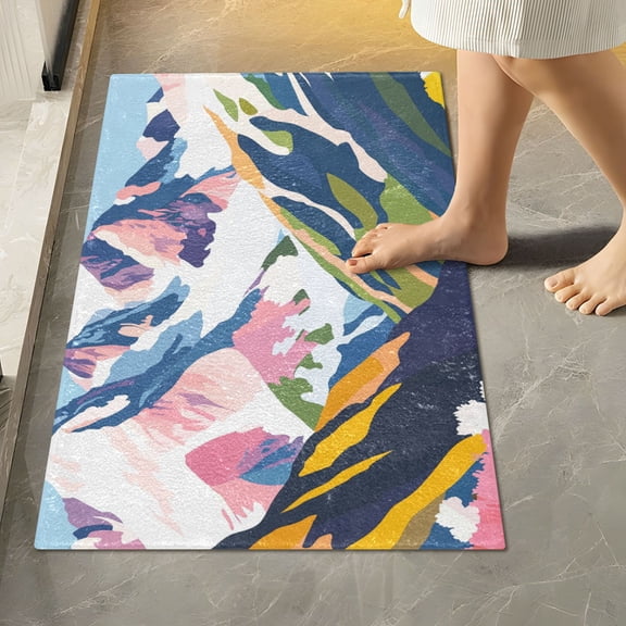 Yayeee Bath Rug for Bathroom Floor Non Slip Rectangle Fluffy Soft Absorbent Mat, 16"x24", Abstract Mountain