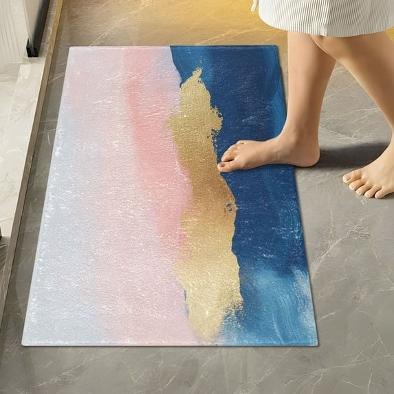 Yayeee Bath Rug for Bathroom Floor Non Slip Rectangle Fluffy Soft Absorbent Mat, 16"x24", Abstract Painting