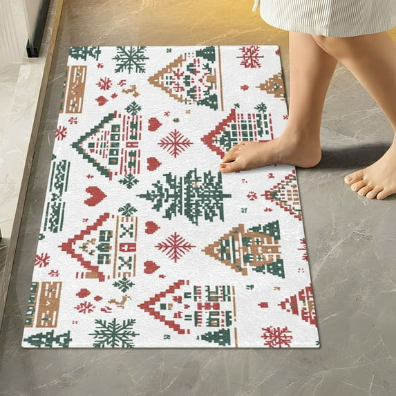 Yayeee Bath Rug for Bathroom Floor Non Slip Rectangle Fluffy Soft Absorbent Mat, 16"x24", Beige Nordic Christmas House