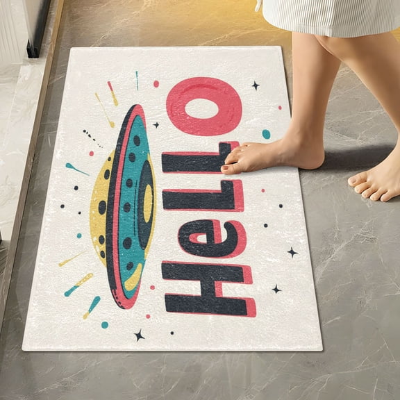 Yayeee Bath Rug for Bathroom Floor Non Slip Rectangle Fluffy Soft Absorbent Mat, 16"x24", Beige UFO