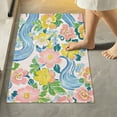 thumbnail image 1 of Yayeee Bath Rug for Bathroom Floor Non Slip Rectangle Fluffy Soft Absorbent Mat, 16"x24", Blue Floral Wave, 1 of 7