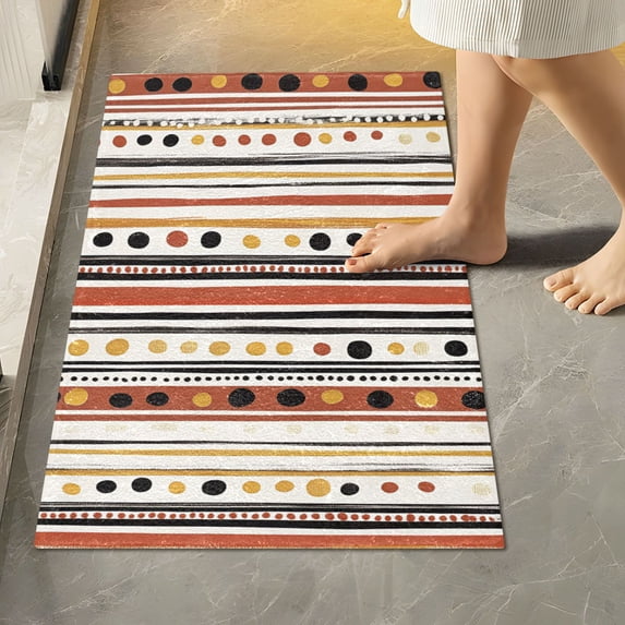 Yayeee Bath Rug for Bathroom Floor Non Slip Rectangle Fluffy Soft Absorbent Mat, 16"x24", Brown Abstract Dots