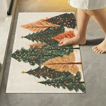 Yayeee Bath Rug for Bathroom Floor Non Slip Rectangle Fluffy Soft Absorbent Mat, 16"x24", Brown Christmas Trees