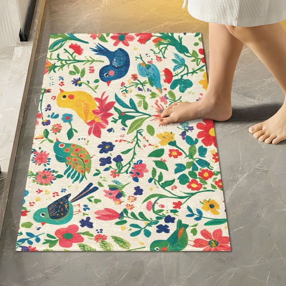 Yayeee Bath Rug for Bathroom Floor Non Slip Rectangle Fluffy Soft Absorbent Mat, 16"x24", Cartoon Animals