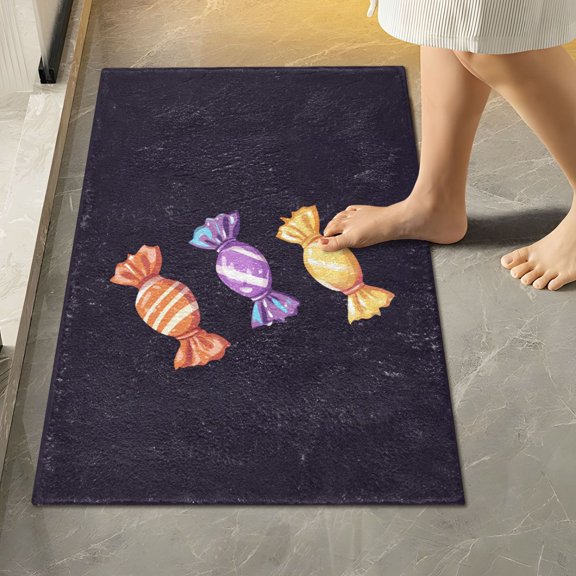Yayeee Bath Rug for Bathroom Floor Non Slip Rectangle Fluffy Soft Absorbent Mat, 16"x24", Cartoon Candy