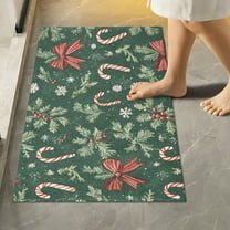 Yayeee Bath Rug for Bathroom Floor Non Slip Rectangle Fluffy Soft Absorbent Mat, 16"x24", Christmas Candy Cane