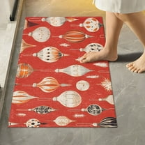 Yayeee Bath Rug for Bathroom Floor Non Slip Rectangle Fluffy Soft Absorbent Mat, 16"x24", Christmas Ornaments Pattern