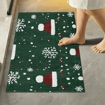 Yayeee Bath Rug for Bathroom Floor Non Slip Rectangle Fluffy Soft Absorbent Mat, 16"x24", Christmas Santa Hats