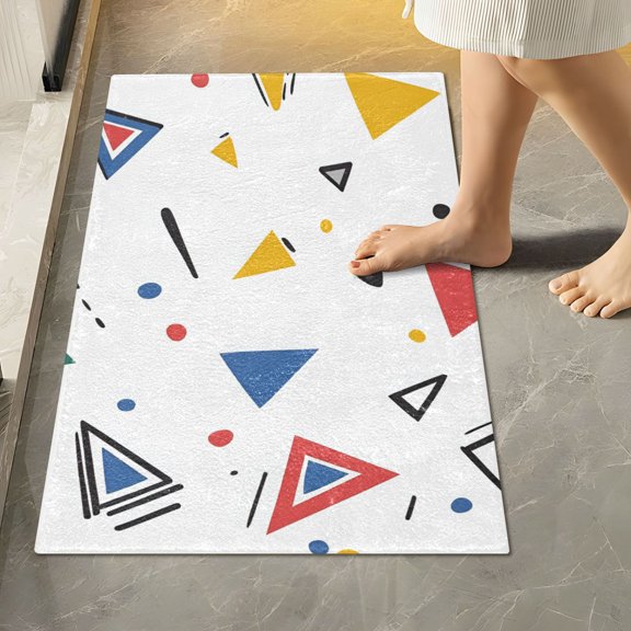 Yayeee Bath Rug for Bathroom Floor Non Slip Rectangle Fluffy Soft Absorbent Mat, 16"x24", Colorful Geometric