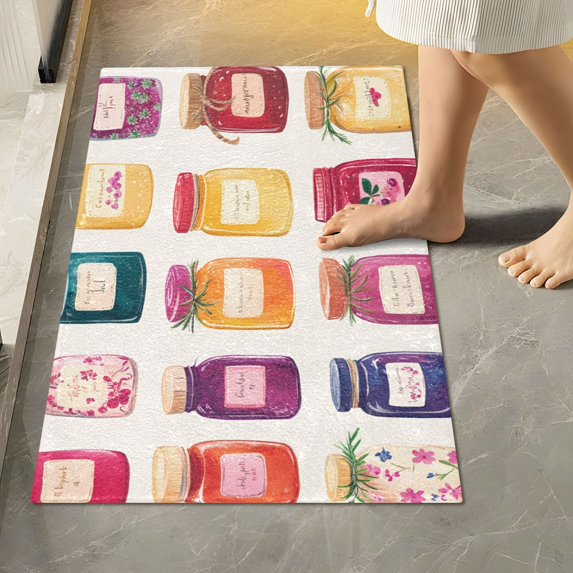 Yayeee Bath Rug for Bathroom Floor Non Slip Rectangle Fluffy Soft Absorbent Mat, 16"x24", Colorful Jam