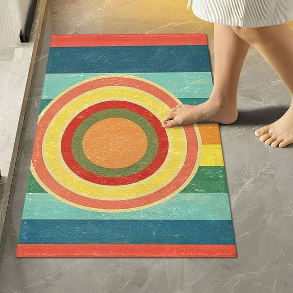 Yayeee Bath Rug for Bathroom Floor Non Slip Rectangle Fluffy Soft Absorbent Mat, 16"x24", Colorful Stripes