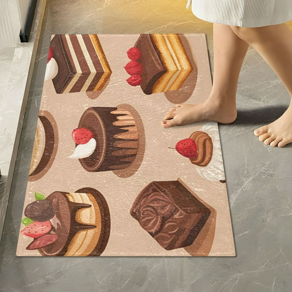 Yayeee Bath Rug for Bathroom Floor Non Slip Rectangle Fluffy Soft Absorbent Mat, 16"x24", Creamy Cake