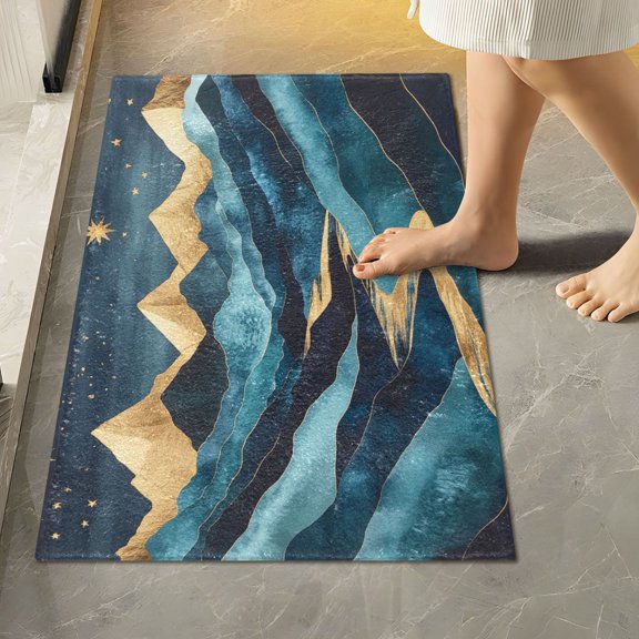 Yayeee Bath Rug for Bathroom Floor Non Slip Rectangle Fluffy Soft Absorbent Mat, 16"x24", Dark Mountains