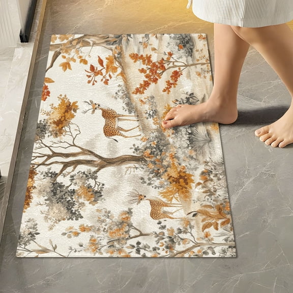 Yayeee Bath Rug for Bathroom Floor Non Slip Rectangle Fluffy Soft Absorbent Mat, 16"x24", Forest Pattern