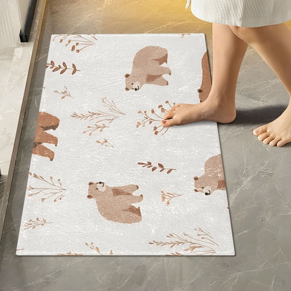 Yayeee Bath Rug for Bathroom Floor Non Slip Rectangle Fluffy Soft Absorbent Mat, 16"x24", Gray Bears