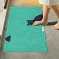 thumbnail image 1 of Yayeee Bath Rug for Bathroom Floor Non Slip Rectangle Fluffy Soft Absorbent Mat, 16"x24", Green Cat, 1 of 7