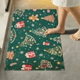 thumbnail image 1 of Yayeee Bath Rug for Bathroom Floor Non Slip Rectangle Fluffy Soft Absorbent Mat, 16"x24", Green Christmas Gingerbread, 1 of 7