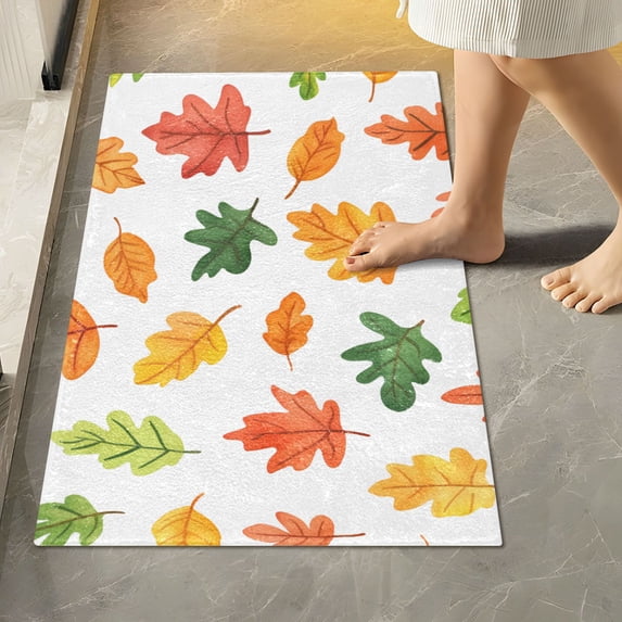 Yayeee Bath Rug for Bathroom Floor Non Slip Rectangle Fluffy Soft Absorbent Mat, 16"x24", Green Leaves