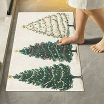 Yayeee Bath Rug for Bathroom Floor Non Slip Rectangle Fluffy Soft Absorbent Mat, 16"x24", Hand Drawn Christmas
