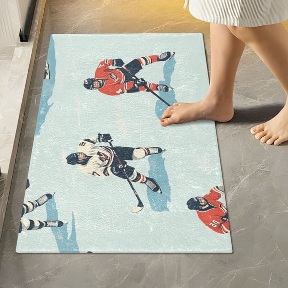 Yayeee Bath Rug for Bathroom Floor Non Slip Rectangle Fluffy Soft Absorbent Mat, 16"x24", Ice Play