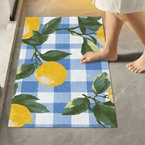 Yayeee Bath Rug for Bathroom Floor Non Slip Rectangle Fluffy Soft Absorbent Mat, 16"x24", Light Blue Plaid