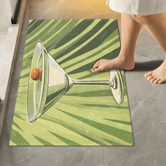 Yayeee Bath Rug for Bathroom Floor Non Slip Rectangle Fluffy Soft Absorbent Mat, 16"x24", Light Green Martini