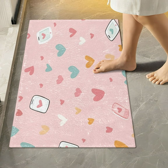 Yayeee Bath Rug for Bathroom Floor Non Slip Rectangle Fluffy Soft Absorbent Mat, 16"x24", Love in The Air