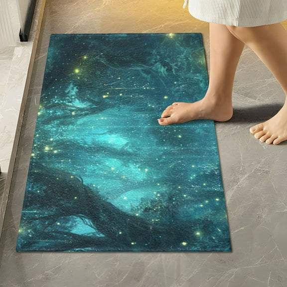 Yayeee Bath Rug for Bathroom Floor Non Slip Rectangle Fluffy Soft Absorbent Mat, 16"x24", Magical Forest