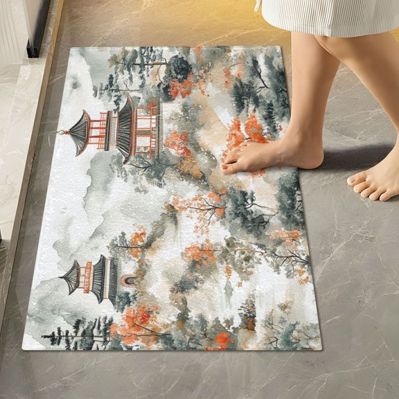 Yayeee Bath Rug for Bathroom Floor Non Slip Rectangle Fluffy Soft Absorbent Mat, 16"x24", Mountain Pattern