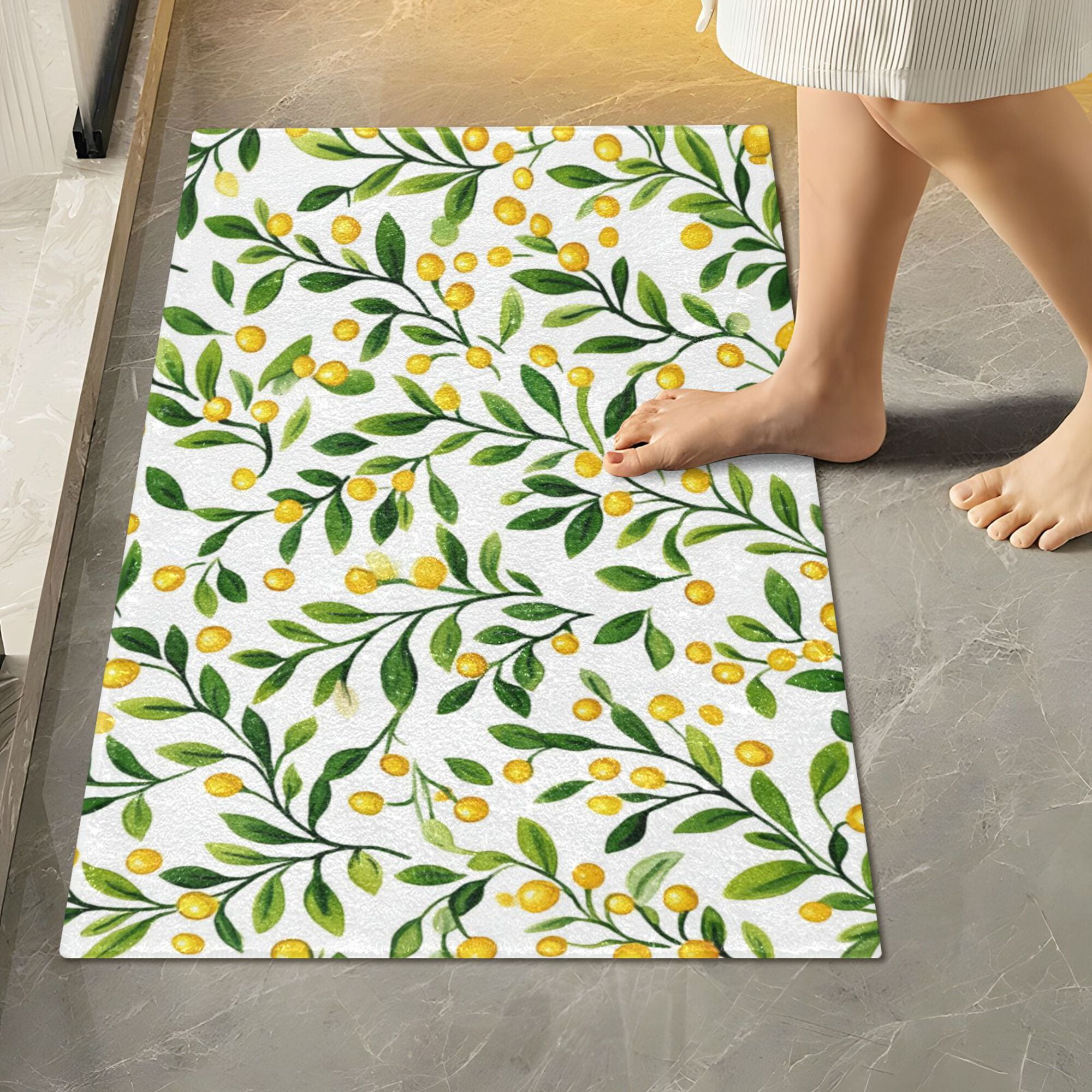 Yayeee Bath Rug for Bathroom Floor Non Slip Rectangle Fluffy Soft Absorbent Mat, 16"x24", Olive Leaf