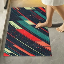 Yayeee Bath Rug for Bathroom Floor Non Slip Rectangle Fluffy Soft Absorbent Mat, 16"x24", Orange Abstract Lines