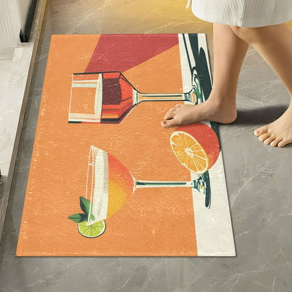 Yayeee Bath Rug for Bathroom Floor Non Slip Rectangle Fluffy Soft Absorbent Mat, 16"x24", Orange Glasses