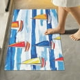 thumbnail image 1 of Yayeee Bath Rug for Bathroom Floor Non Slip Rectangle Fluffy Soft Absorbent Mat, 16"x24", Orange Sailboats, 1 of 7