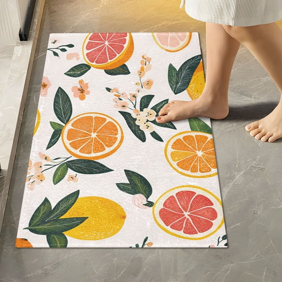 Yayeee Bath Rug for Bathroom Floor Non Slip Rectangle Fluffy Soft Absorbent Mat, 16"x24", Orange Slices